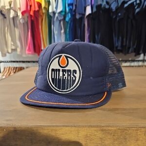 Edmonton Oilers Retro 90s Navy Blue Mesh Cap Made In USA